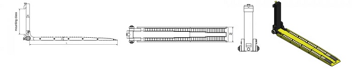 Bản vẽ bộ càng nâng con lăn Ruller Forks