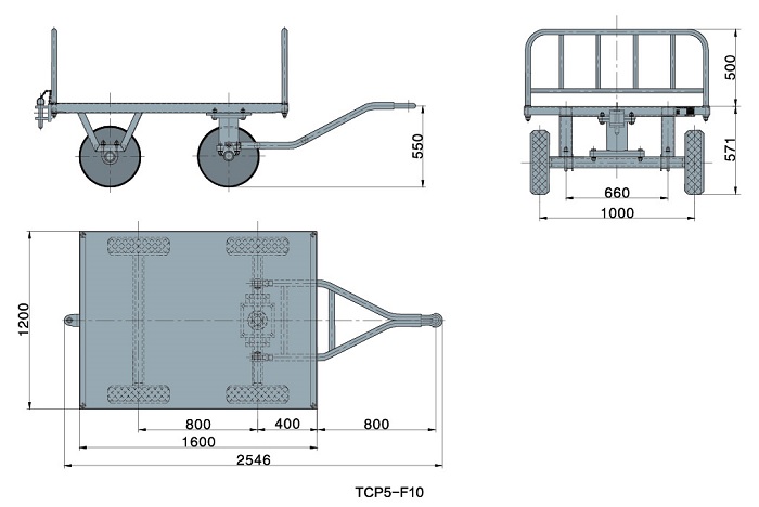 Bản vẽ rơ moóc chở hàng 0.5-1 tấn Model: TCP5-F10