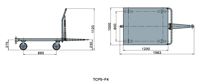 Bản vẽ rơ moóc chở hàng 0.5-1 tấn Model: TCP5-F4