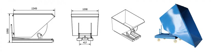Bản vẽ thùng rác tự đổ lắp cho xe nâng